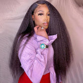 Fashionable Look Afro Kinky Straight Lace Frontal Wig 200% Density